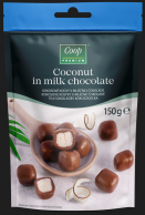 COOP Premium Kokosové kostky v mléčné čokoládě 150 g